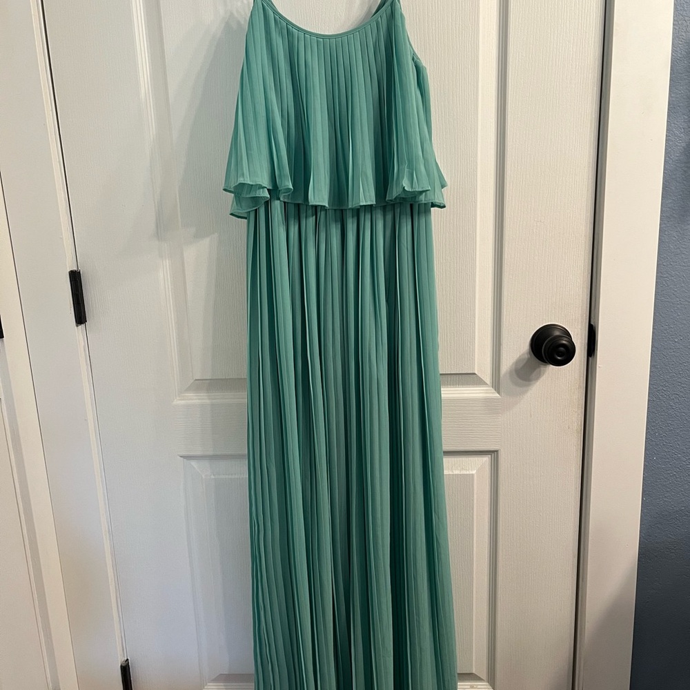 Teal Pleated Maxi Dress